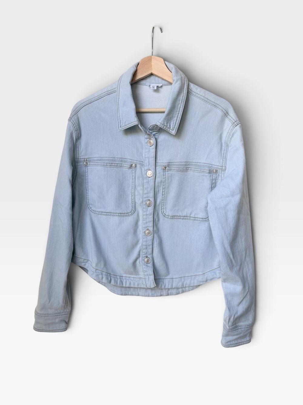 Tribal Jeans Cropped Button Up Denim Western Shirt size S